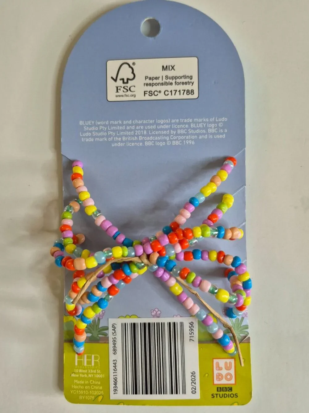 Bluey BFF Colorful Bracelets, 6 Set, 3+ New with Tag